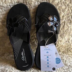NWT Clark's Women's Brinkley Flora Black Sandals